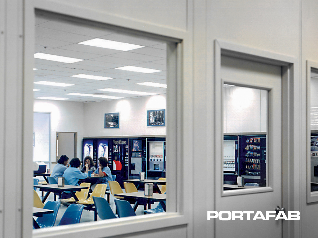 Modular Break Room with Storage, in plant building, modular in plant building, modular building in warehouse