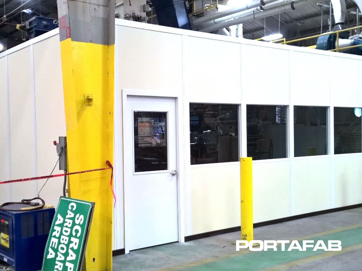 Modular Break Room with Storage, in plant building, modular in plant building, modular building in warehouse