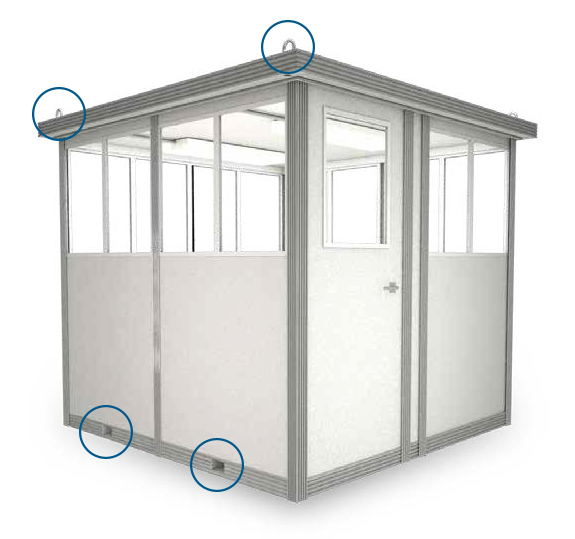 Portable Guard Booth with Forklift Pockets and Lifting Rings
