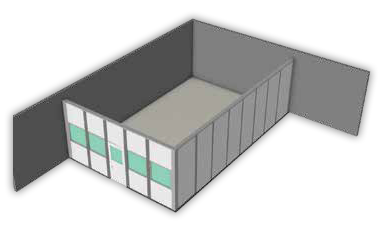 2 wall modular office