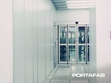 hallway with sliding doors 