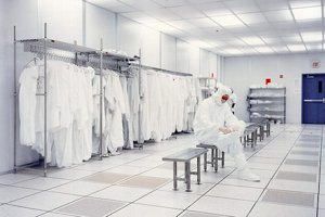 gowning station by a cleanroom