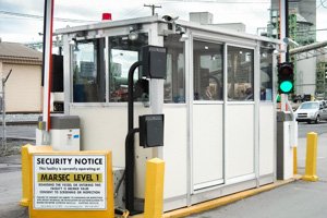 guard booth at entrance to plant
