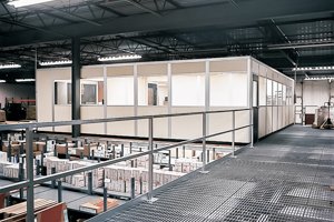 modula office on top of mezzanine
