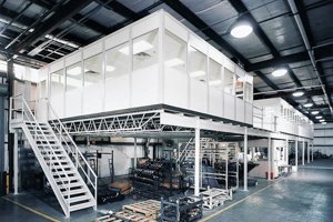 factory office on top of mezzanine
